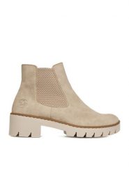 Rieker Botki X5772-60 Beżowy. Brązowe botki Rieker, bez wzorów, z materiału, bez obcasa, na płaskiej podeszwie, bez zapięcia. Za 339.99 zł.
