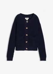 Gruby sweter z ozdobnymi guzikami. Czerwone swetry bonprix, bez wzorów, bez ramiączek. Za 144.99 zł.