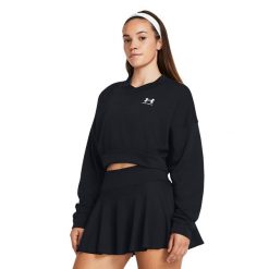 Bluza treningowa damska Under Armour Rival Terry Os Crop Crew. Czarne bluzy Under Armour, m, bez wzorów, bez kaptura. Za 209.99 zł.