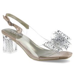 Sandaly damskie Scaviola, z transparentnym paskiem ozdobionym kryształkami regulowanym zapięciem na sprzączce oraz przezroczystym obcasem o geometryc. Czerwone sandały Sca'viola, z aplikacjami, eleganckie, bez obcasa, na obcasie, bez zapięcia. Za 289.00 zł.