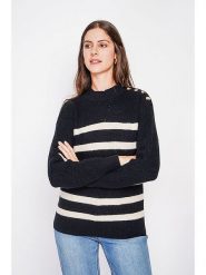 C& Jo Sweter w kolorze czarno-białym rozmiar: 36. Białe swetry C& Jo, bez wzorów, ze splotem, bez ramiączek. Za 121.99 zł.