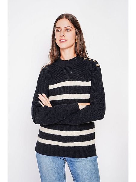 C& Jo Sweter w kolorze czarno-białym rozmiar: 36. Białe swetry C& Jo, bez wzorów, ze splotem, bez ramiączek. Za 121.99 zł.