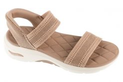Sandały damskie, Slip-Ins: GO Walk Arch Fit 2.0 Sandal - Kennedy. Niebieskie sandały Skechers, bez wzorów, z materiału, sportowe, bez obcasa, bez zapięcia. Za 379.99 zł.