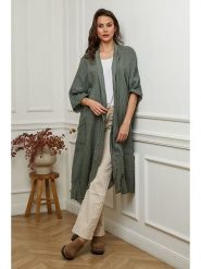 Plume Lniany kardigan w kolorze khaki rozmiar: XL. Brązowe kardigany Plume, xl, bez wzorów, ze lnu. Za 198.10 zł.