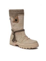 Rieker Kozaki X8283-60 Beżowy. Brązowe kozaki Rieker, z materiału, bez obcasa, na płaskiej podeszwie, bez zapięcia. Za 363.99 zł.