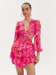 Nissa Sukienka letnia RC14805 Różowy Regular Fit. Czerwone sukienki Nissa, na lato, bez wzorów, z jedwabiu, bez kołnierzyka, bez ramiączek. Za 1,219.00 zł.