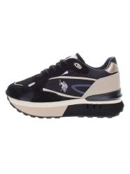 U.S. Polo Assn. Skórzane sneakersy w kolorze czarno-beżowym rozmiar: 39. Brązowe trampki U.S. Polo Assn., bez wzorów, z materiału, bez zapięcia. Za 205.45 zł.