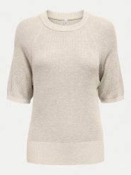 ONLY Sweter Lecia 15339541 Beżowy Regular Fit. Brązowe swetry Only, s, bez wzorów, z wiskozy, bez ramiączek. Za 79.99 zł.