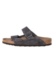 Birkenstock Skórzane klapki "Arizona" w kolorze antracytowym rozmiar: 41. Czarne klapki Birkenstock, bez wzorów, ze skóry, z otwartym noskiem, bez obcasa. Za 394.95 zł.