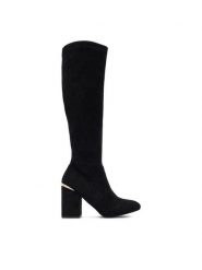 DeeZee Kozaki CF221208 Czarny. Czarne kozaki DeeZee, z materiału, bez obcasa, na słupku, bez zapięcia. Za 229.99 zł.