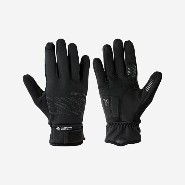 Rękawiczki na rower Windstopper® Gore-Tex Labs ciepłe. Brązowe rękawiczki Shimano, bez wzorów, z gore-texu, sportowe. Za 199.99 zł.