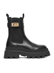 Badura Sztyblety EO-BRIAR-40803 Czarny. Czarne botki Badura, bez wzorów, ze skóry, bez obcasa, na płaskiej podeszwie, bez zapięcia. Za 429.99 zł.