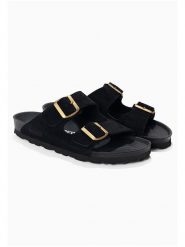 BACKSUN Skórzane klapki "Bali" w kolorze czarnym rozmiar: 42. Czarne klapki Backsun, bez wzorów, ze skóry, z otwartym noskiem, bez obcasa. Za 130.99 zł.