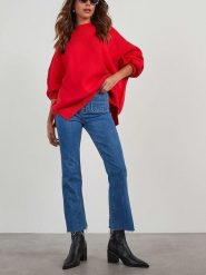 Milan Kiss Sweter w kolorze czerwonym rozmiar: XL. Czerwone swetry Milan Kiss, xl, bez wzorów, prążkowane, bez ramiączek. Za 164.95 zł.