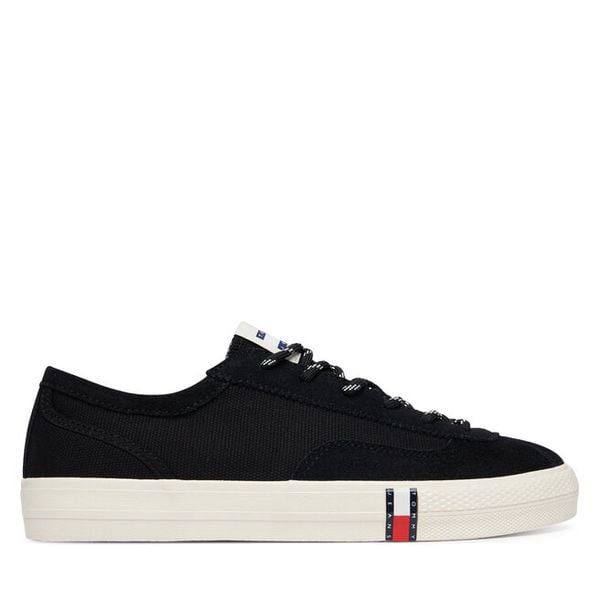 Tenisówki Tommy Jeans. Czarne trampki Tommy Jeans, bez wzorów, z jeansu, bez zapięcia. Za 369.99 zł.