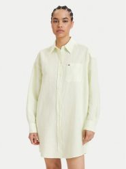 Tommy Jeans Sukienka koszulowa DW0DW22344 Zielony jasny Relaxed Fit. Zielone sukienki Tommy Jeans, xxs, bez wzorów, z jeansu, bez kołnierzyka, bez ramiączek, koszulowe. Za 449.99 zł.