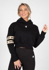Tracey Cropped Bluza z kapturem - Czarny. Czarne bluzy GORILLA WEAR, xl, bez wzorów, z bawełny, z kapturem. Za 356.00 zł.
