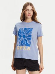 Roxy T-Shirt ERJZT05911 Niebieski Regular Fit. Niebieskie t-shirty Roxy, s, bez wzorów, z bawełny, bez kołnierzyka, bez ramiączek. Za 59.99 zł.