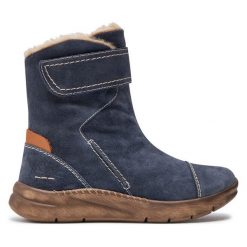 Botki Josef Seibel. Niebieskie botki Josef Seibel, bez wzorów, bez obcasa, na płaskiej podeszwie, bez zapięcia. Za 479.99 zł.