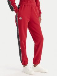 Kappa Spodnie dresowe Banda Adina 311M8HW Czerwony Regular Fit. Czerwone spodnie dresowe Kappa, m, bez wzorów, z bawełny. Za 199.99 zł.