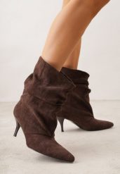 Brązowe Botki na Szpilce Typu Slouchy Anitai. Brązowe botki Renee, bez wzorów, z jeansu, bez obcasa, na obcasie, bez zapięcia. Za 169.99 zł.