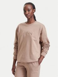 Guess Bluza O5RQ03 KCO31 Brązowy Regular Fit. Brązowe bluzy Guess, xs, z aplikacjami, z bawełny, bez kaptura. Za 264.99 zł.