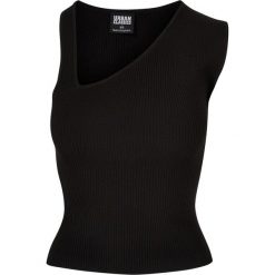 Asymetryczny Top Z Dzianiny Żeberkowej Dla Kobiet. Czarne topy Urban Classics, xl, bez wzorów, z dzianiny, z asymetrycznym kołnierzem, bez ramiączek. Za 131.99 zł.