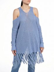 Replay Sweter w kolorze błękitnym rozmiar: M. Niebieskie swetry Replay, m, bez wzorów, z bawełny, bez ramiączek. Za 327.10 zł.