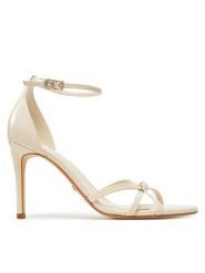 Guess Sandały FLJSPR PAF03 Beżowy. Brązowe sandały Guess, z aplikacjami, ze skóry, bez obcasa, na szpilce, bez zapięcia. Za 599.99 zł.