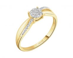 Pierścionek z żółtego złota z diamentami - 0,08 ct - próba 375. Żółte pierścionki Apart, z diamentem, złote. Za 1,590.00 zł.