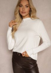 Biały Sweter Klasyczny z Dodatkiem Wiskozy Nerisoa. Białe swetry Renee, m, bez wzorów, z wiskozy, bez ramiączek. W wyprzedaży za 41.99 zł.