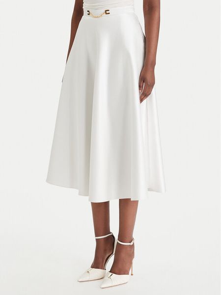 Elisabetta Franchi Spódnica midi GO-156-61E2-V320 Biały Regular Fit. Białe spódnice Elisabetta Franchi, bez wzorów, z syntetyku, midi. Za 949.99 zł.