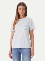 Guess T-Shirt W6GI17 K3037 Niebieski Regular Fit. Niebieskie t-shirty Guess, m, z aplikacjami, z bawełny, bez kołnierzyka, bez ramiączek. Za 209.99 zł.