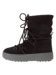 Moon Boot Skórzane botki zimowe "Ltrack" w kolorze czarnym rozmiar: 37. Czarne botki Moon Boot, na zimę, bez wzorów, ze skóry, bez obcasa, bez zapięcia. Za 424.06 zł.