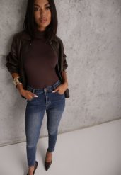 Niebieskie Jeansy Bawełniane Skinny Fit High Waist Hipho. Niebieskie jeansy Renee, l, bez wzorów, z podwyższonym stanem. Za 129.99 zł.