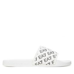 Klapki EA7 Emporio Armani. Białe klapki EA7 Emporio Armani, bez wzorów, bez obcasa. Za 219.99 zł.