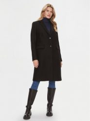 Tommy Hilfiger Płaszcz wełniany WW0WW39753 Czarny Regular Fit. Czarne płaszcze TOMMY HILFIGER, bez wzorów, z wełny, bez kaptura. Za 1,699.00 zł.