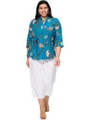 Aller Simplement Bluzka w kolorze niebieskim rozmiar: 46/48. Niebieskie bluzki Aller Simplement, bez wzorów, z bawełny, bez kołnierzyka, bez ramiączek. Za 69.99 zł.