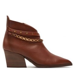 Botki Hispanitas. Brązowe botki Hispanitas, bez wzorów, bez obcasa, na słupku, bez zapięcia. Za 639.99 zł.