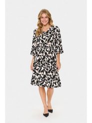 SAINT TROPEZ Sukienka w kolorze biało-czarnym rozmiar: XL. Białe sukienki Saint Tropez, na imprezę, s, bez wzorów, z wiskozy, klasyczne, bez kołnierzyka, bez ramiączek, midi. Za 126.99 zł.