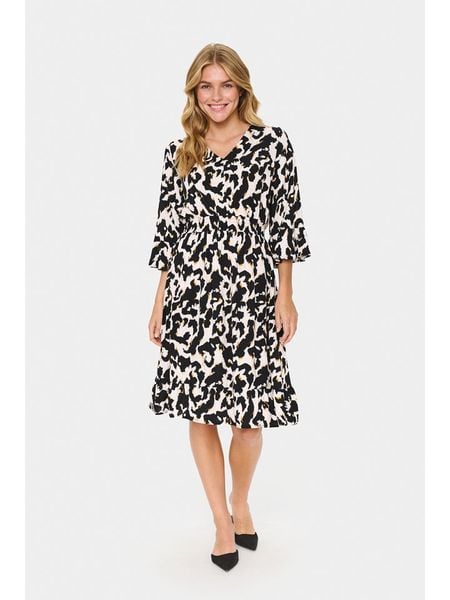 SAINT TROPEZ Sukienka w kolorze biało-czarnym rozmiar: XL. Białe sukienki Saint Tropez, na imprezę, s, bez wzorów, z wiskozy, klasyczne, bez kołnierzyka, bez ramiączek, midi. Za 126.99 zł.