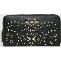 Love Moschino - Portfel. Czarne portfele Love Moschino, bez wzorów, z materiału. W wyprzedaży za 299.90 zł.