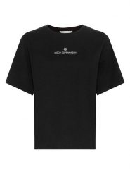 MOSS COPENHAGEN Koszulka "Theana" w kolorze czarnym rozmiar: S/M. Czarne bluzki Moss Copenhagen, m, bez wzorów, z bawełny, bez kołnierzyka, bez ramiączek. Za 60.95 zł.