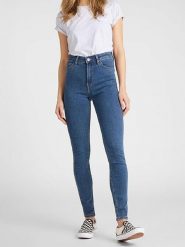 Lee Dżinsy "Ivy" - Skinny fit - w kolorze niebieskim rozmiar: W26/L33. Niebieskie jeansy Lee, l, z aplikacjami, z podwyższonym stanem. Za 127.05 zł.