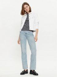 Tommy Hilfiger Kurtka jeansowa WW0WW41336 Biały Regular Fit. Białe kurtki TOMMY HILFIGER, bez wzorów, z bawełny, bez kaptura. Za 359.99 zł.
