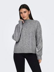 JDY Sweter w kolorze szarym rozmiar: XL. Szare swetry JDY, xl, bez wzorów, ze splotem, bez ramiączek. Za 70.41 zł.