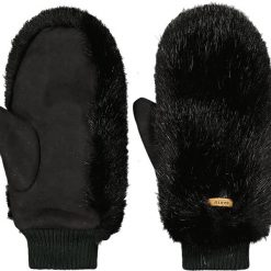 Rękawiczki Damskie Barts Fur Mitts. Czarne rękawiczki Barts, bez wzorów, sportowe. W wyprzedaży za 190.50 zł.