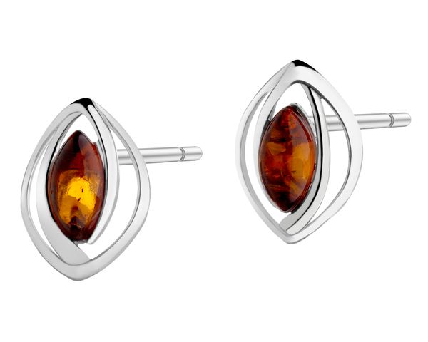 Kolczyki srebrne z bursztynem. Szare kolczyki Apart, z bursztynem, srebrne. Za 149.00 zł.