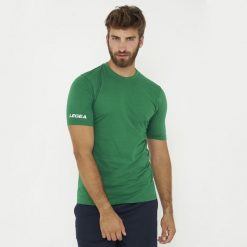 Koszulka bawełniana ARIA zielona. Zielone bluzki LEGEA, bez wzorów, z bawełny, sportowe, bez kołnierzyka, bez ramiączek. Za 52.00 zł.