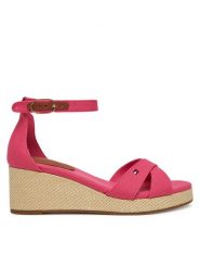 Tommy Hilfiger Sandały Flag Criss-Cros Mid Wedge Espad FW0FW08481 Różowy. Czerwone sandały TOMMY HILFIGER, bez wzorów, z materiału, bez obcasa, na koturnie, bez zapięcia. Za 349.99 zł.